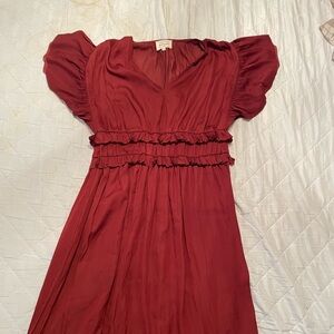 Bohme Willa Ruffle Burgundy Dress